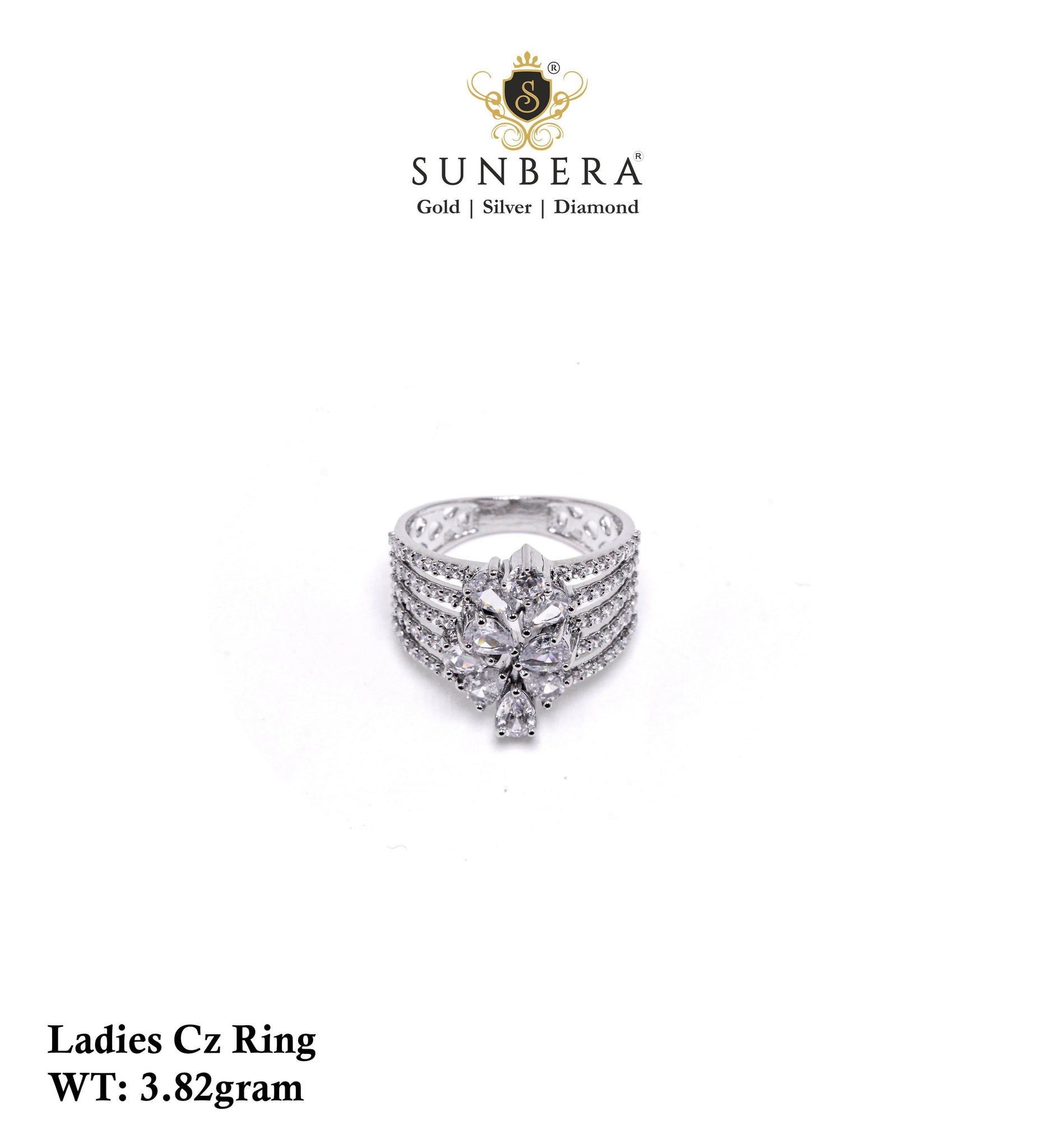 925 Silver Ladies CZ Ring Sarafa Bazar India