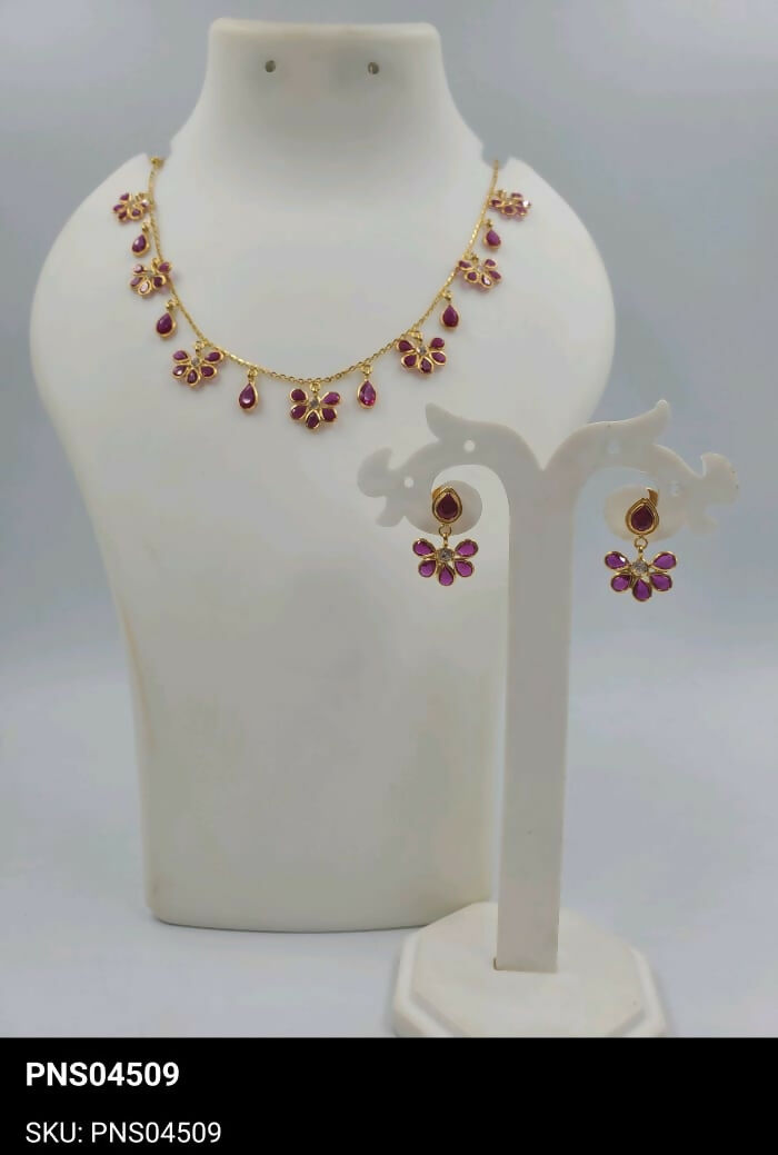 Light Weight CZ Polki Necklace Sarafa Bazar India