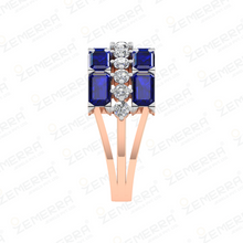 14K Gold Diamond Engagement Band Ring With Sapphire Stone Sarafa Bazar India