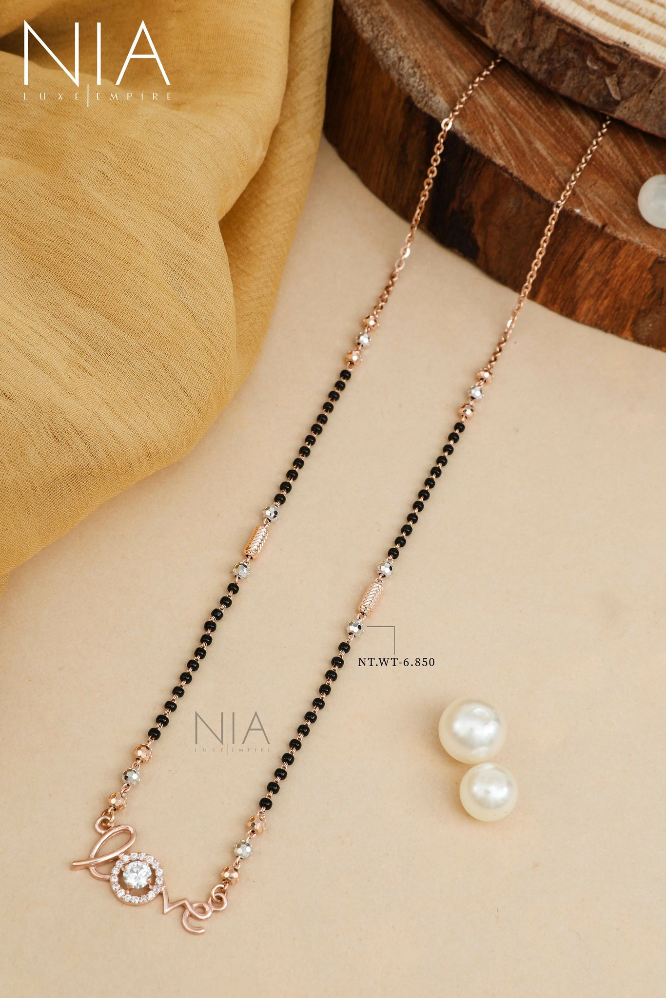 Rose Gold CZ Mangalsutra Sarafa Bazar India