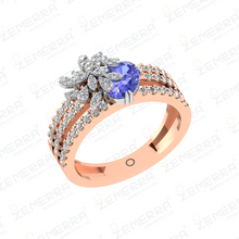 14K Gold Tanzanite Gemstone and Diamonds Ring Sarafa Bazar India