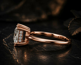 Princess Cut Lab Grown Diamond Women's Ring 9Kt Rose Gold LR-65 Sarafa Bazar India