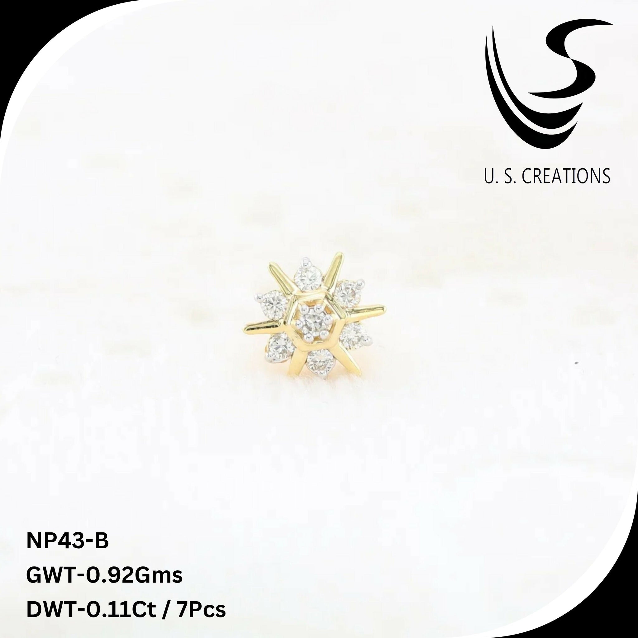Floral Gold & Diamond Nose Pin -NP-43-B Sarafa Bazar India