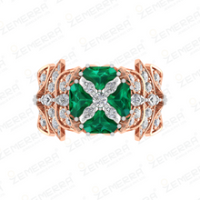 14K Rose Gold Diamond and Emerald Engagement Ring Sarafa Bazar India