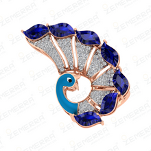 14K Rose Gold Peacock Ring with Diamonds & Blue Stones Sarafa Bazar India