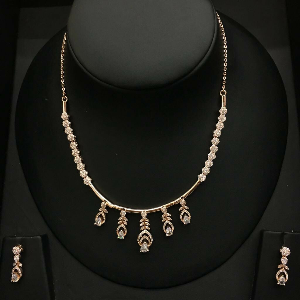 925 Silver Rose Gold Necklace Sarafa Bazar India