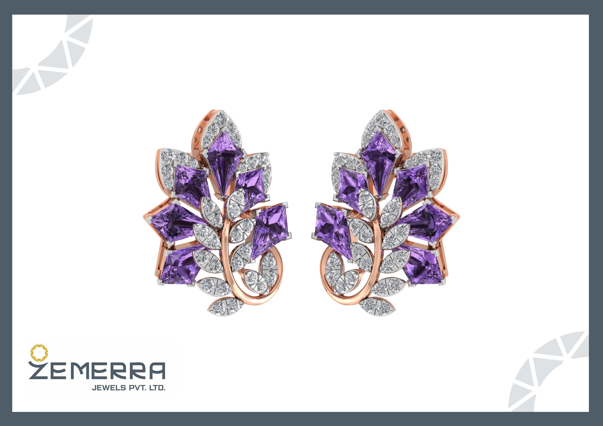 Unique 14K Gold Diamond Gemstone Earring Sarafa Bazar India