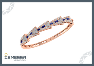 Modern 14K Rose Gold Diamond Bangle Bracelets Sarafa Bazar India