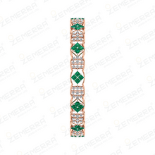 Trendy 14K Rose Gold Diamond Bangles With Green Stone Sarafa Bazar India