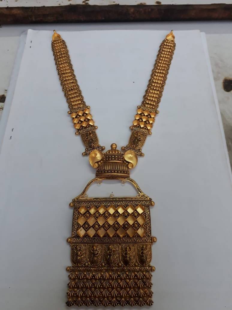 Antique Kundan Temple Necklace Sarafa Bazar