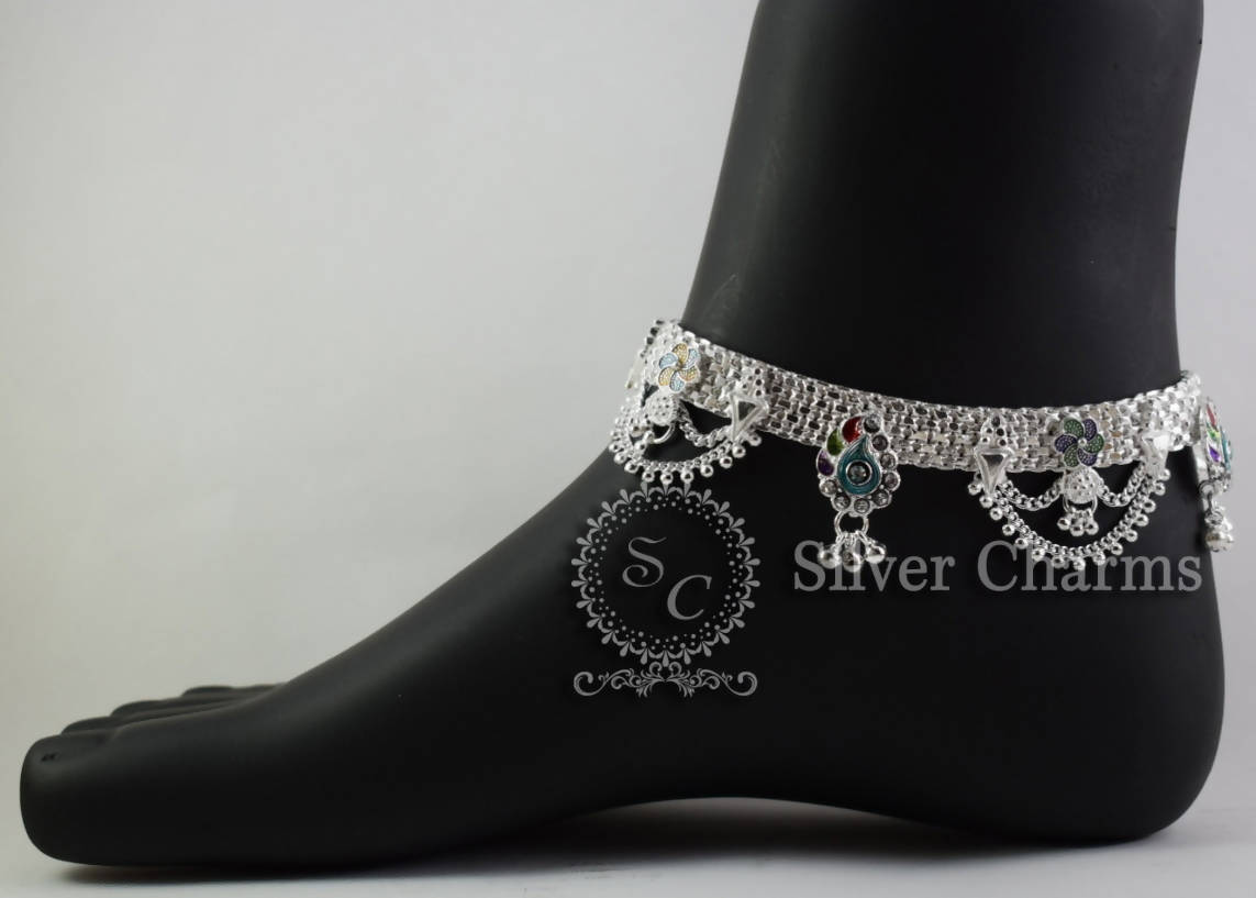 Heavy Bridal Designer Silver Payals
