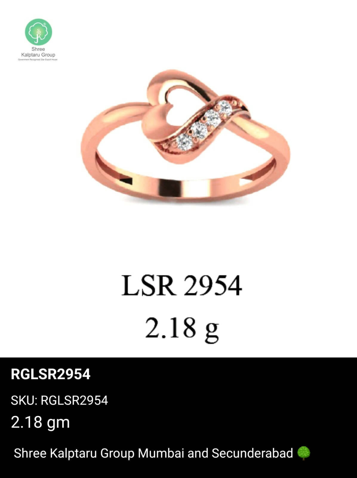 Light weight Rose Gold Ladies Rings Sarafa Bazar India