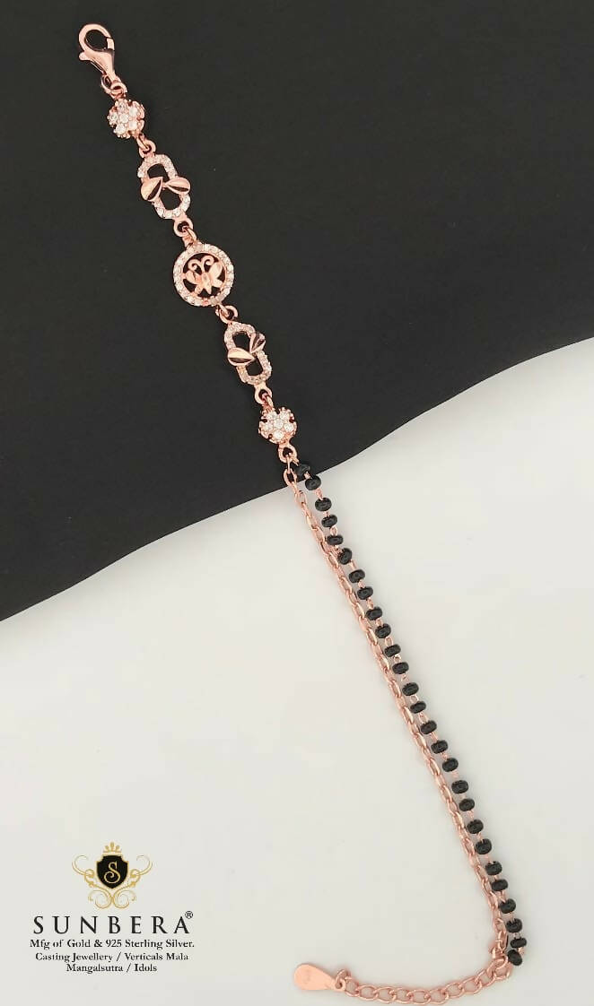 925 Silver Rose Gold Mangalsutra Bracelet Sarafa Bazar India