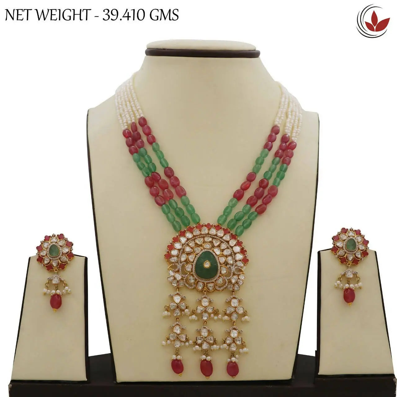 14kt Polki long Set Sarafa Bazar India