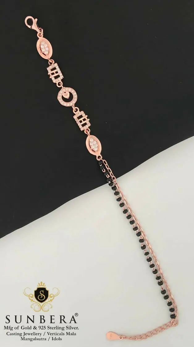 925 Silver Rose Gold Mangalsutra Bracelet Sarafa Bazar India