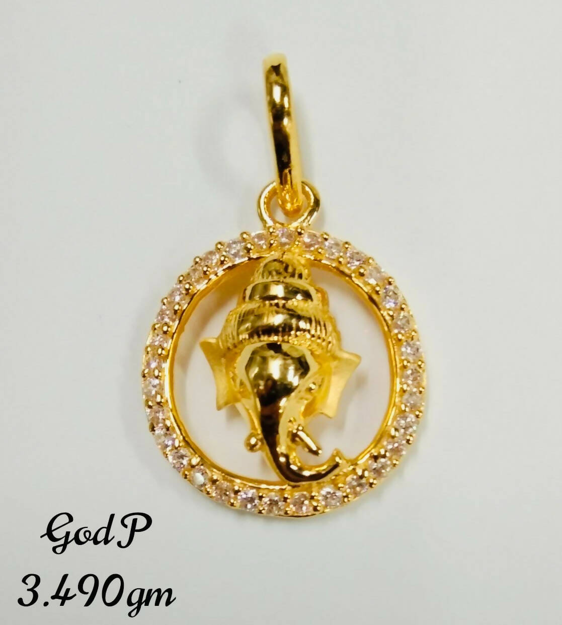 Ganesh Ji CZ God Pendant Sarafa Bazar India