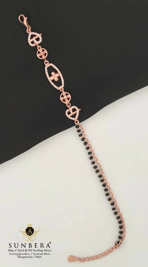 925 Silver Rose Gold Mangalsutra Bracelet Sarafa Bazar India