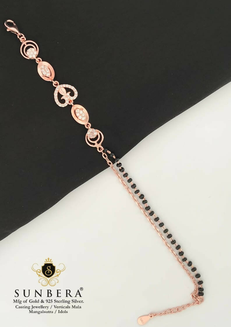 925 Silver Rose Gold Mangalsutra Bracelet Sarafa Bazar India