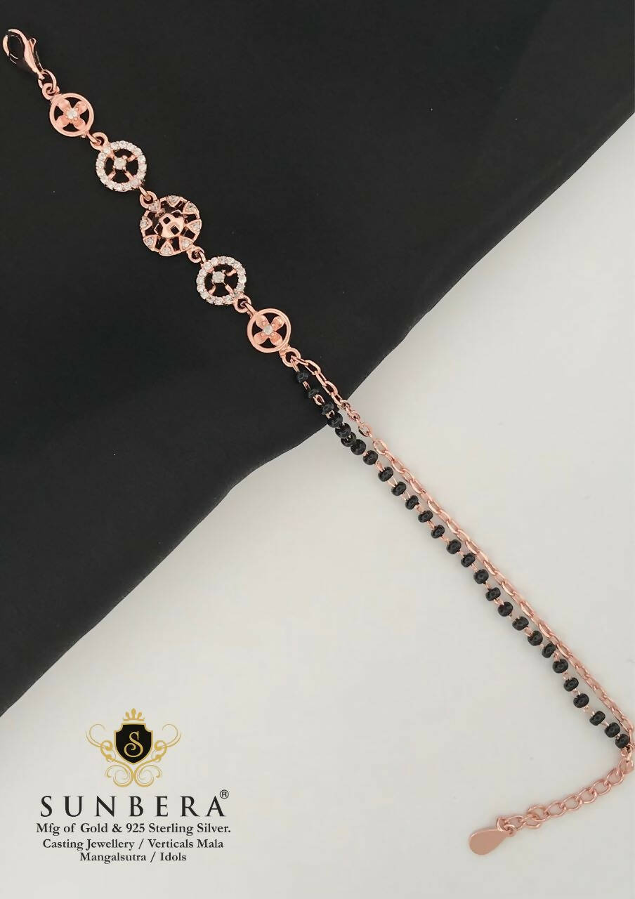 925 Silver Rose Gold Mangalsutra Bracelet Sarafa Bazar India