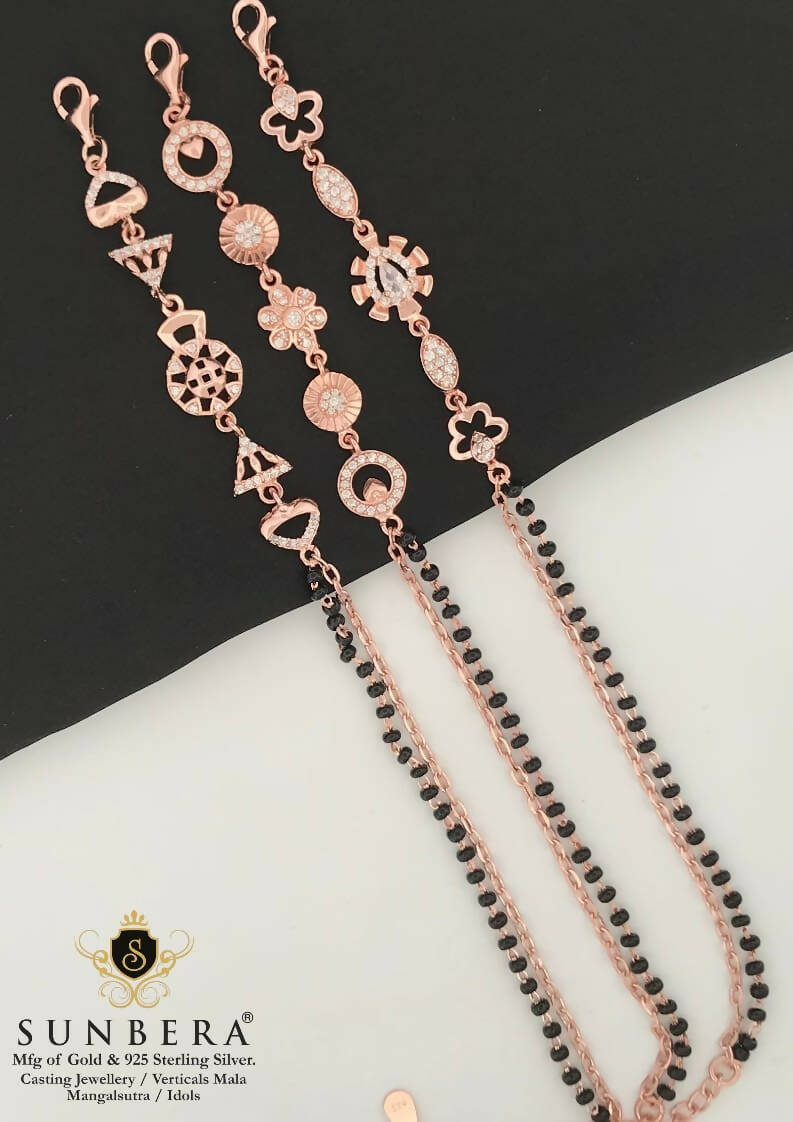 925 Silver Rose Gold Mangalsutra Bracelet Sarafa Bazar India