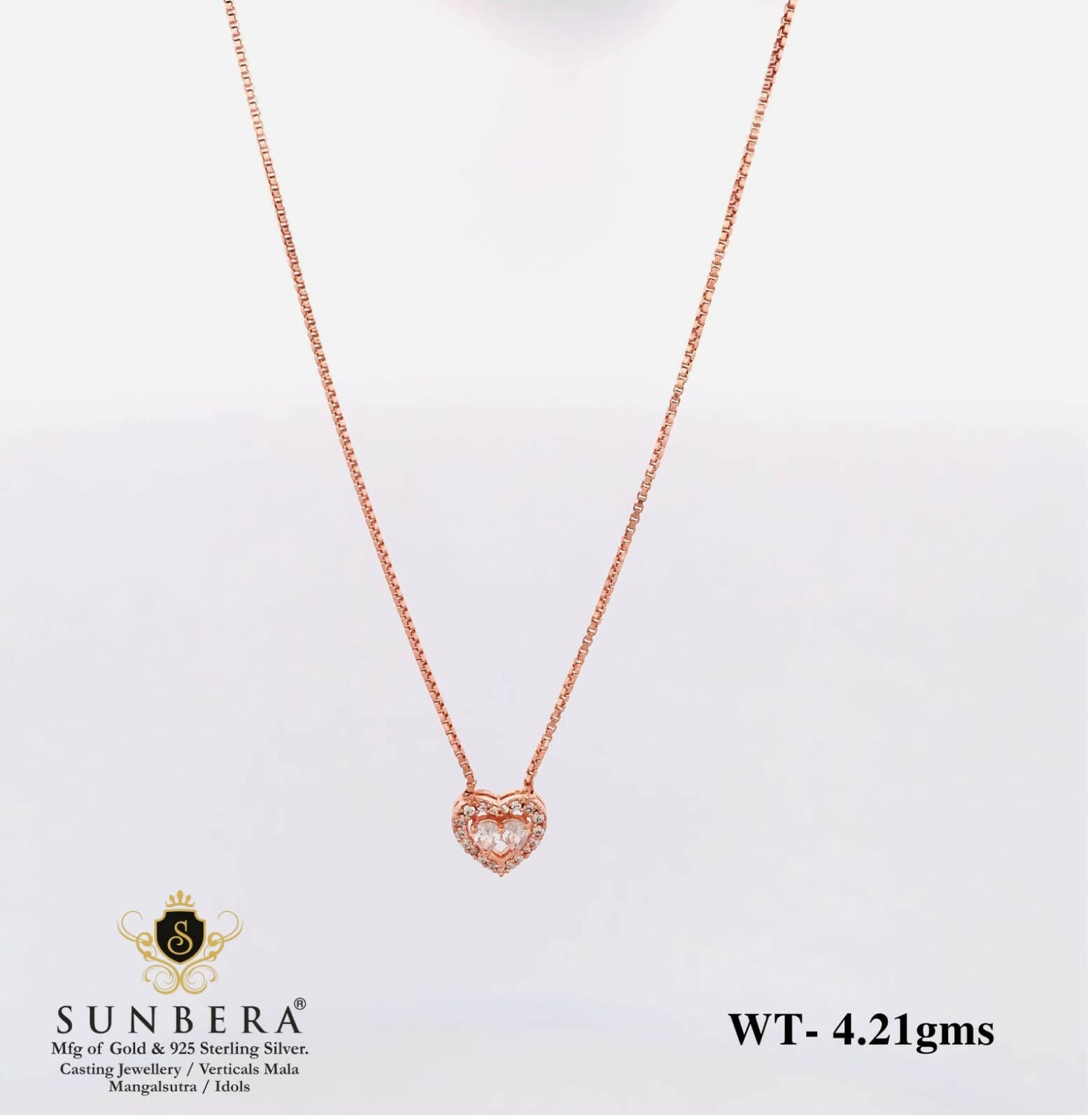 925 Silver Rose Gold Chain Set Sarafa Bazar India