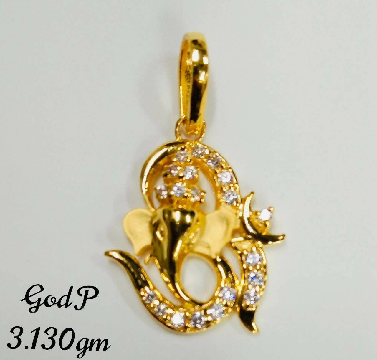 Ganesh Ji CZ God Pendant Sarafa Bazar India