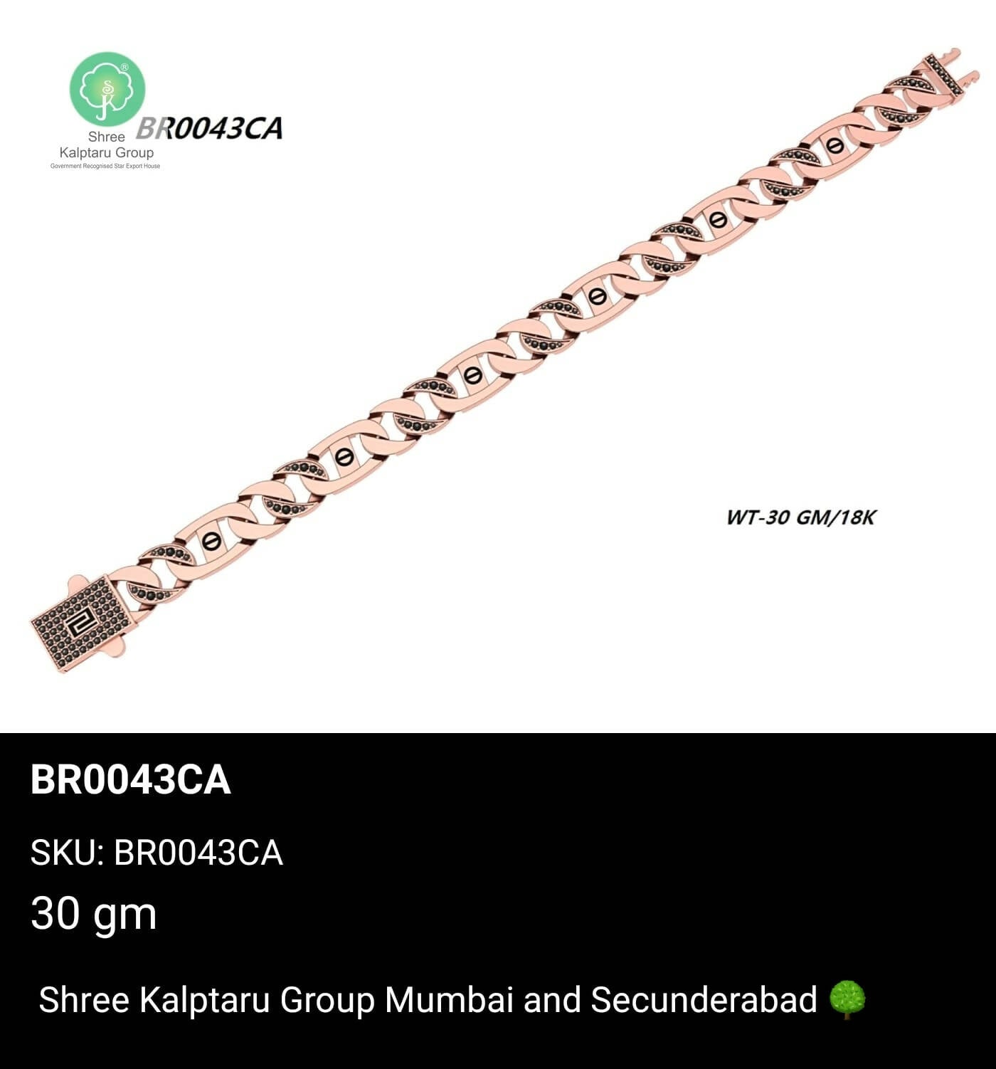 Rose Gold Gents Bracelet Sarafa Bazar India