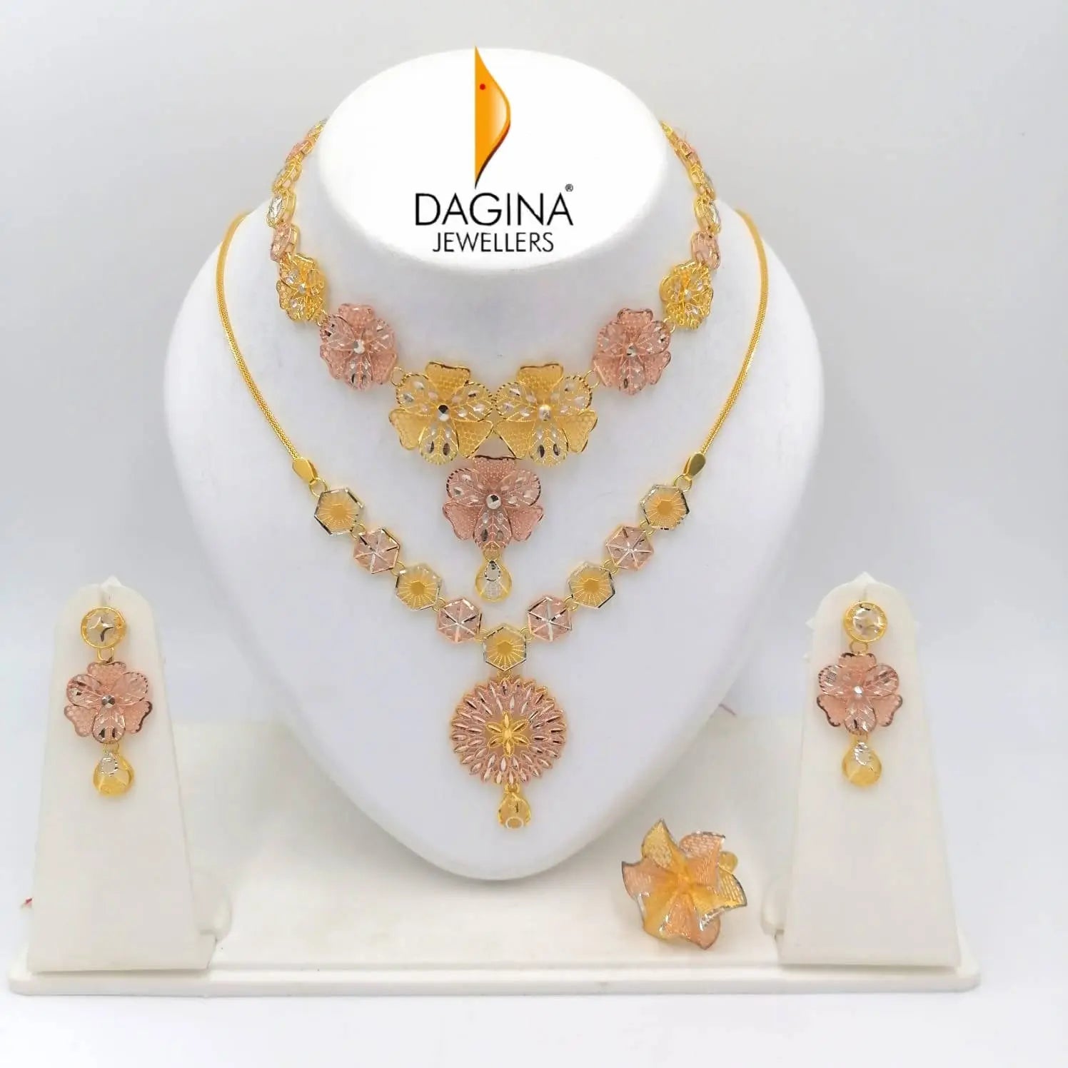 Rose Gold Turkey Necklace and Ring Sarafa Bazar India