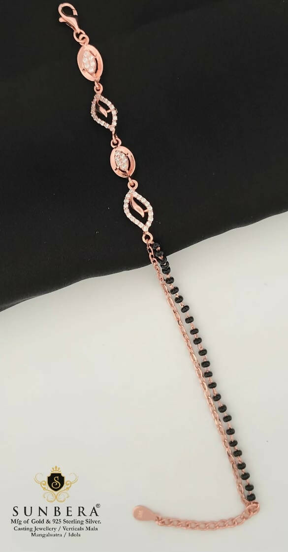 925 Silver Rose Gold Mangalsutra Bracelet Sarafa Bazar India