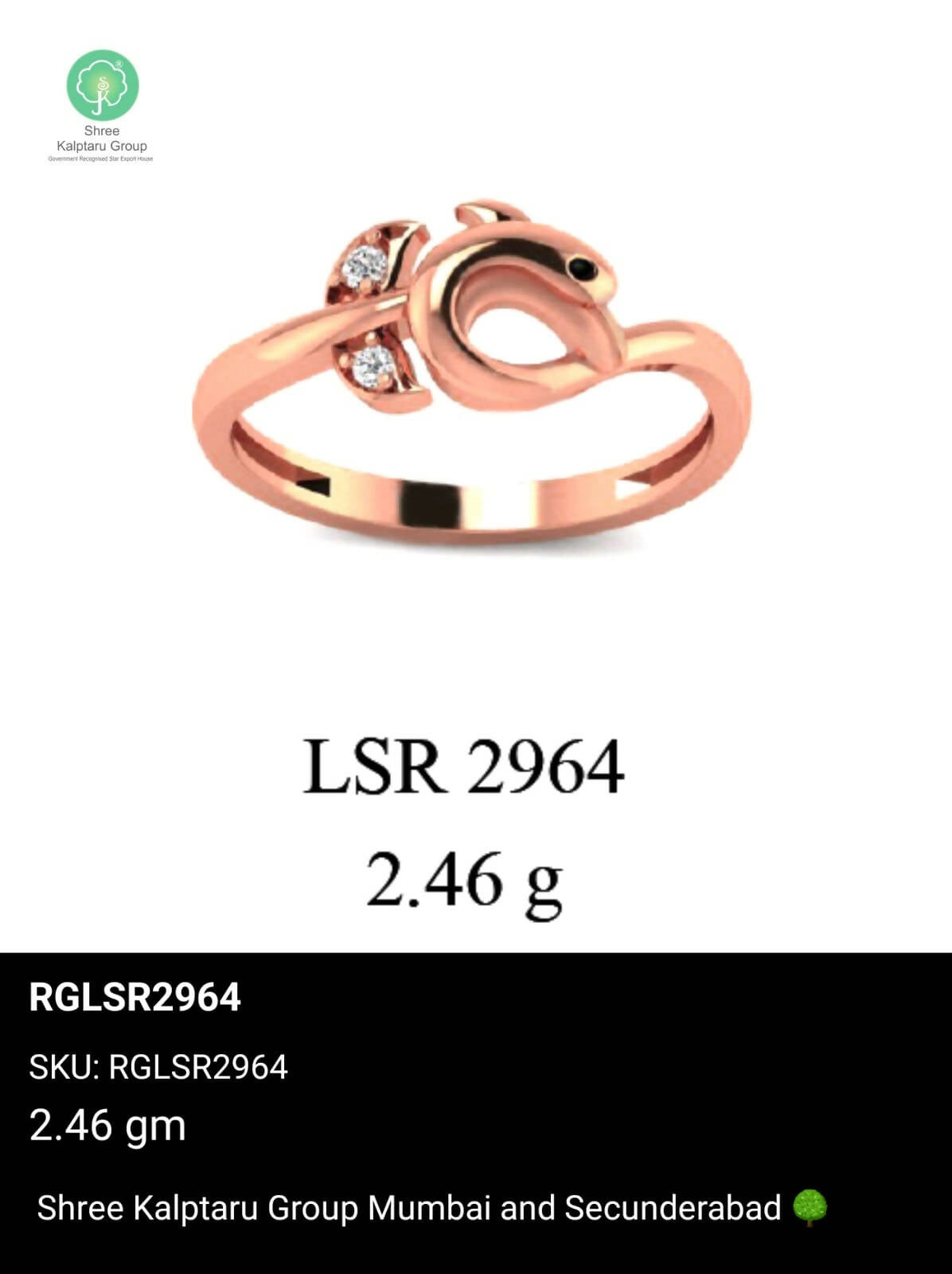 Light weight Rose Gold Ladies Rings Sarafa Bazar India