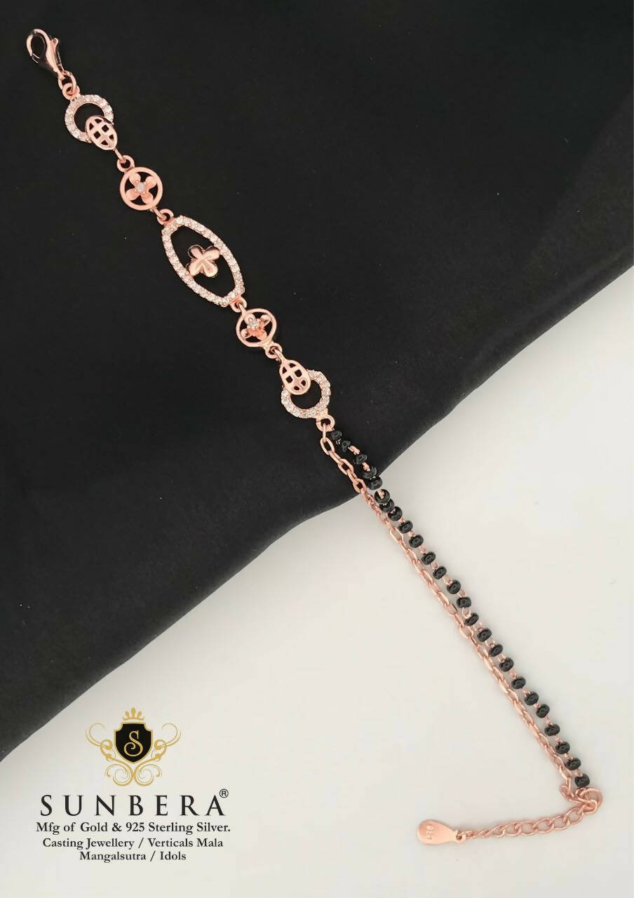 925 Silver Rose Gold Mangalsutra Bracelet Sarafa Bazar India