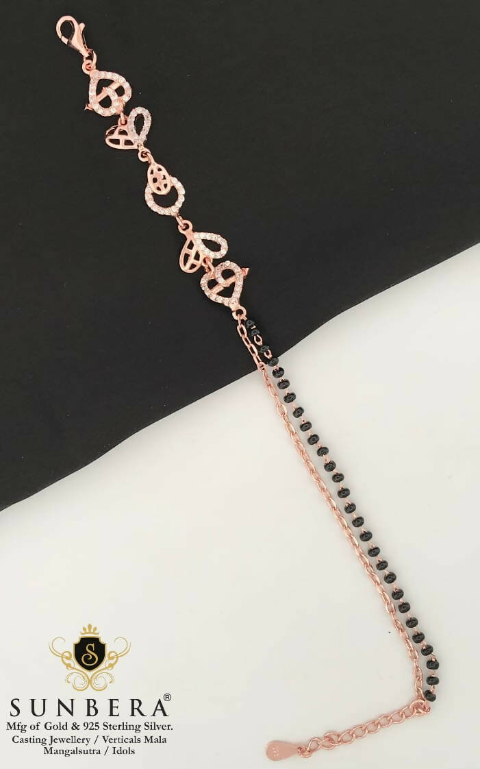 925 Silver Rose Gold Mangalsutra Bracelet Sarafa Bazar India