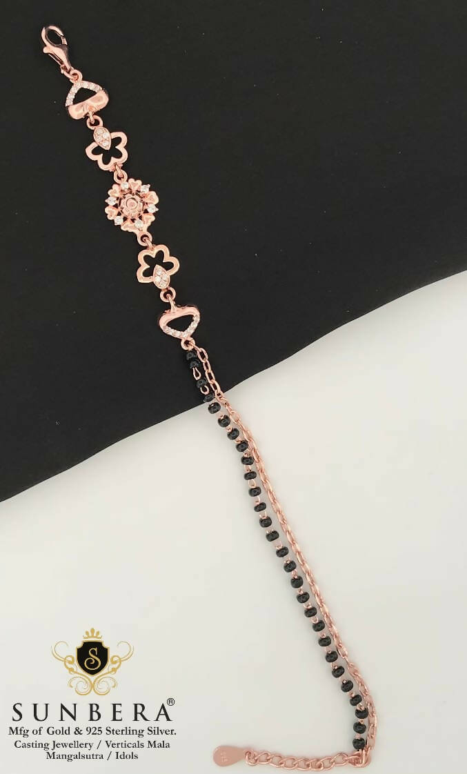 925 Silver Rose Gold Mangalsutra Bracelet Sarafa Bazar India