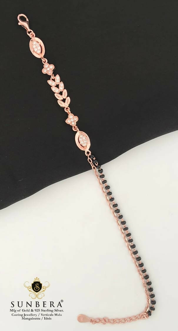 925 Silver Rose Gold Mangalsutra Bracelet Sarafa Bazar India