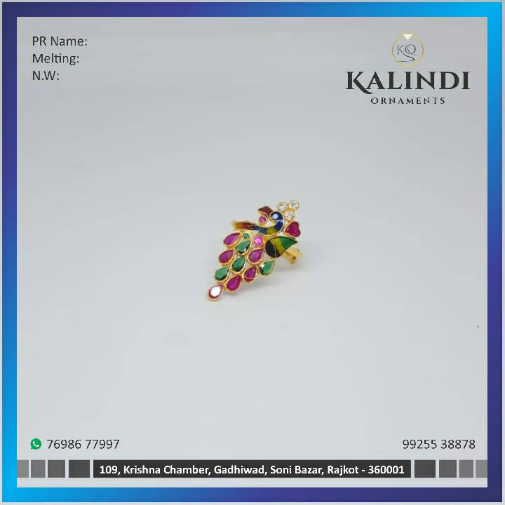 Light Weight Gold Stone Ladies Ring Sarafa Bazar India