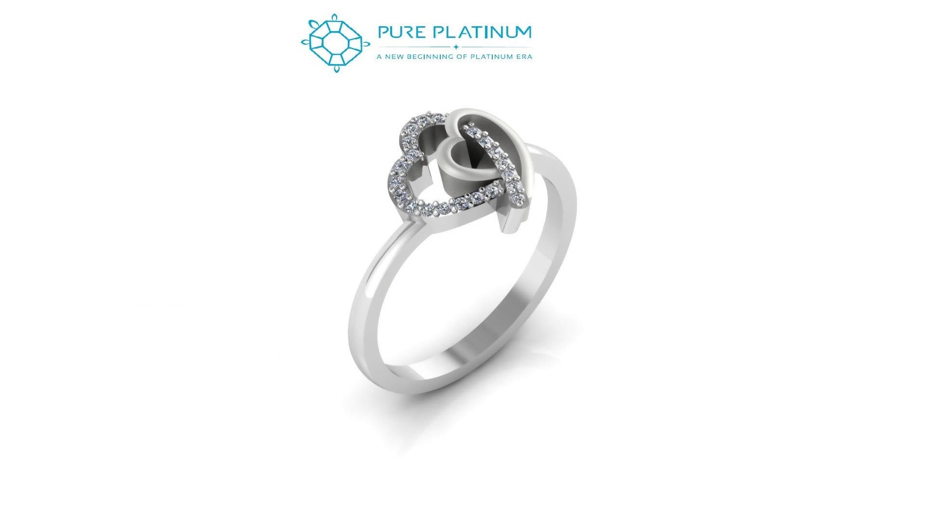 Heart Diamond Platinum Ring