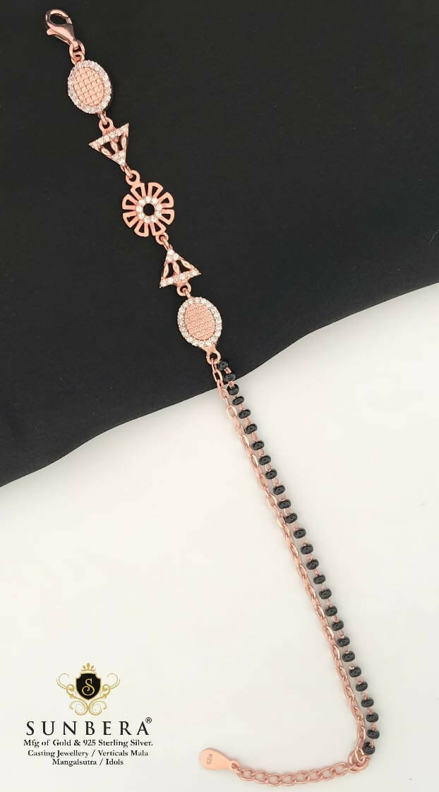 925 Silver Rose Gold Mangalsutra Bracelet Sarafa Bazar India