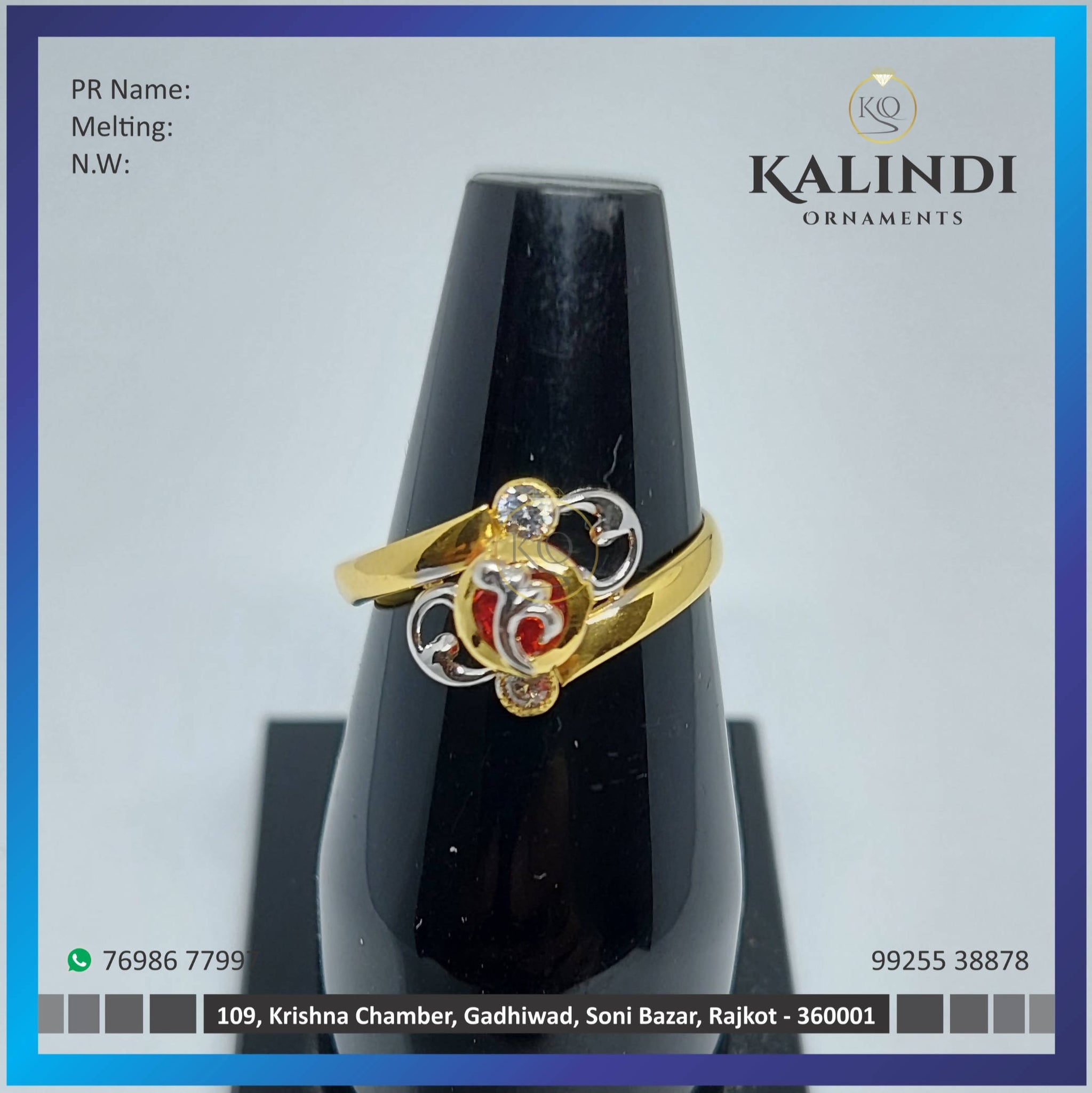 Light Weight Gold Stone Ladies Ring Sarafa Bazar India