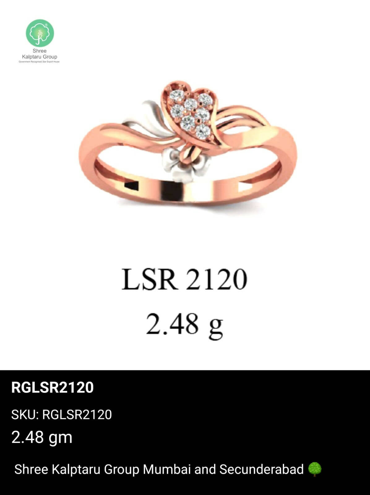 Light weight Rose Gold Ladies Rings Sarafa Bazar India