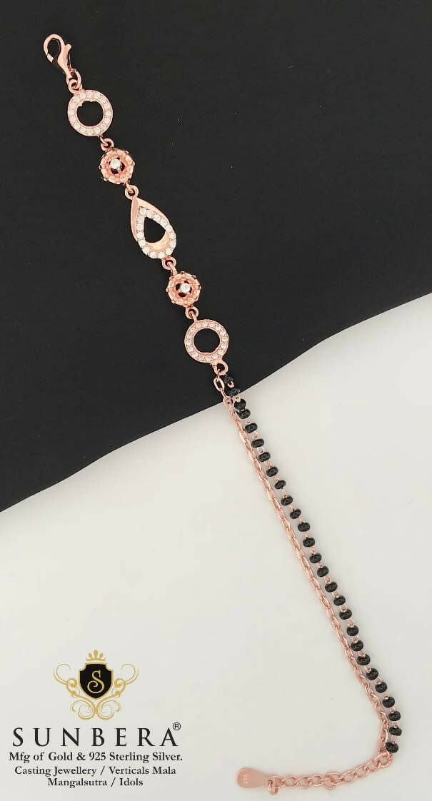 925 Silver Rose Gold Mangalsutra Barcelet Sarafa Bazar India