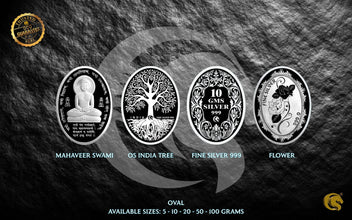 Oval Shape Silver Coins 999 | Omkar Mint Sarafa Bazar