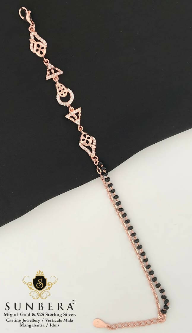 925 Silver Rose Gold Mangalsutra Bracelet Sarafa Bazar India