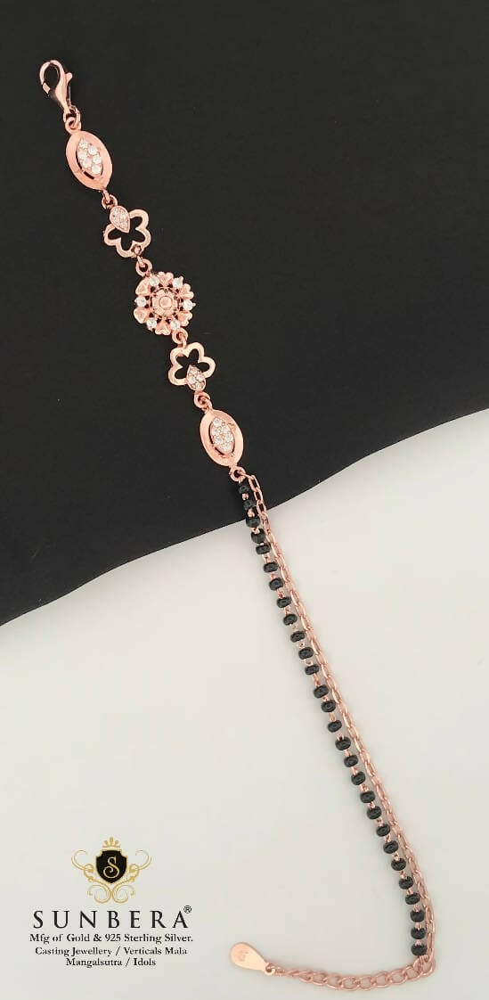 925 Silver Rose Gold Mangalsutra Bracelet Sarafa Bazar India