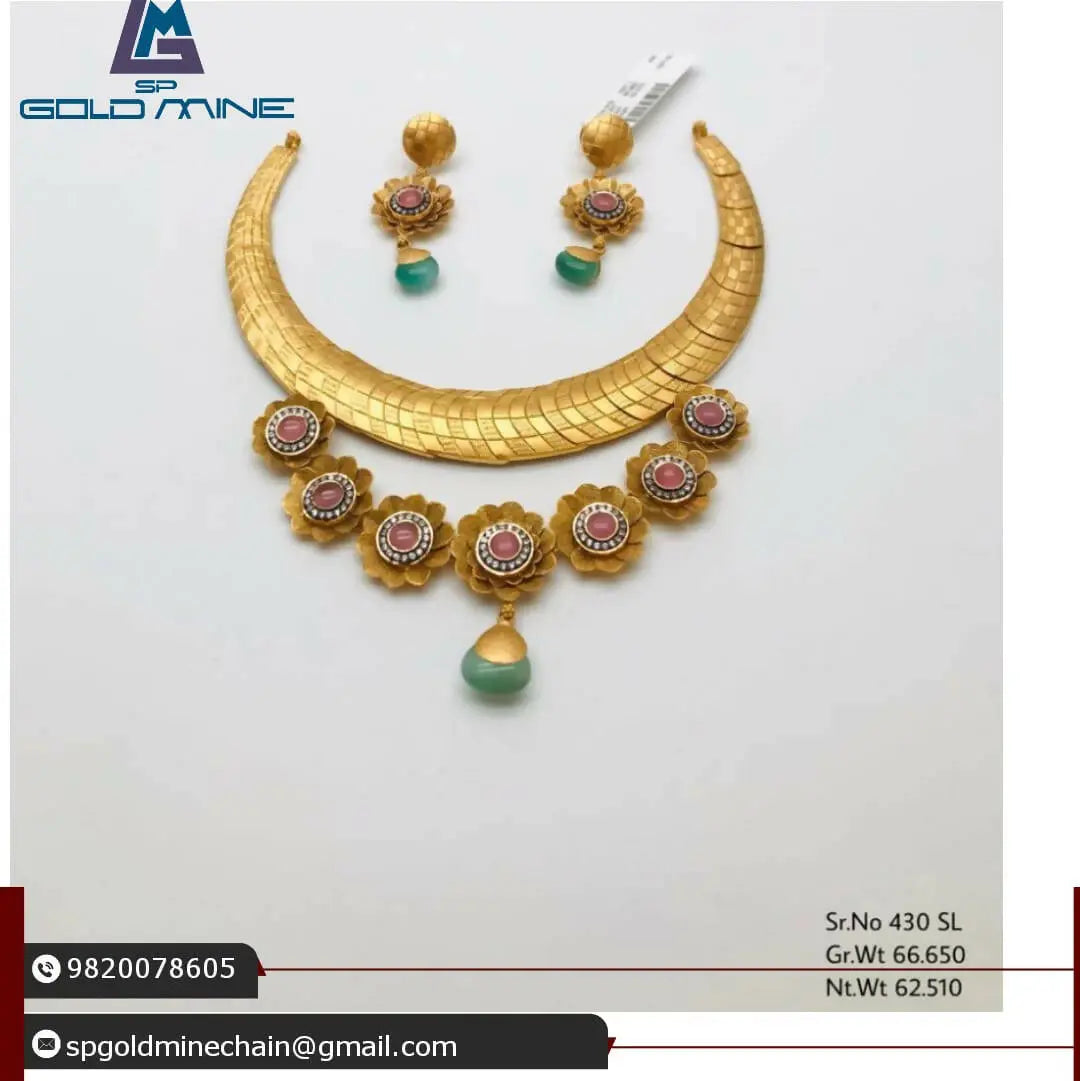 22k Kundan Antique Necklace Sarafa Bazar India