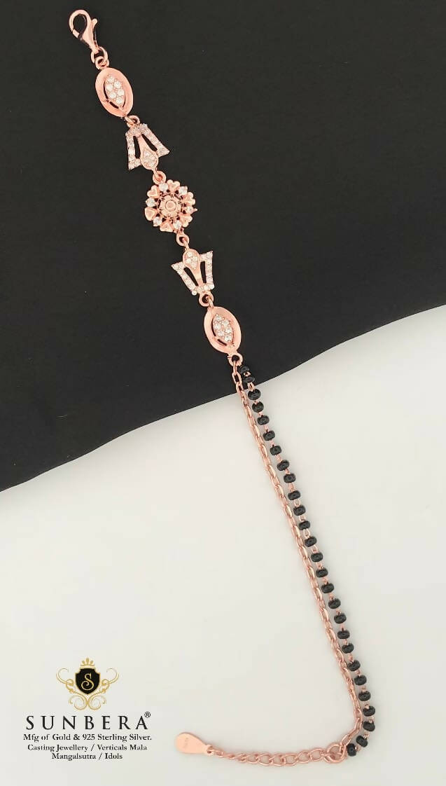 925 Silver Rose Gold Mangalsutra Bracelet Sarafa Bazar India