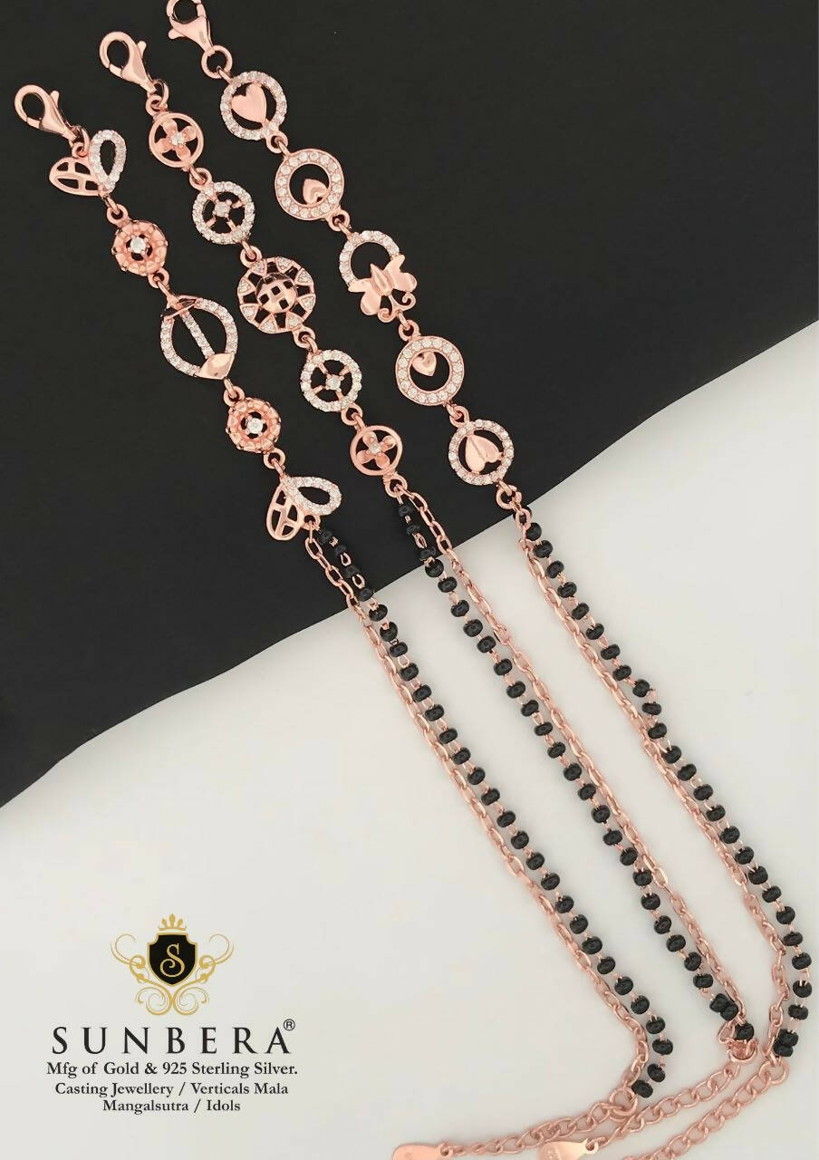 925 Silver Rose Gold Mangalsutra Bracelet Sarafa Bazar India