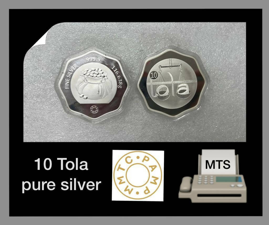10 Tola Pure Silver Coin Sarafa Bazar India