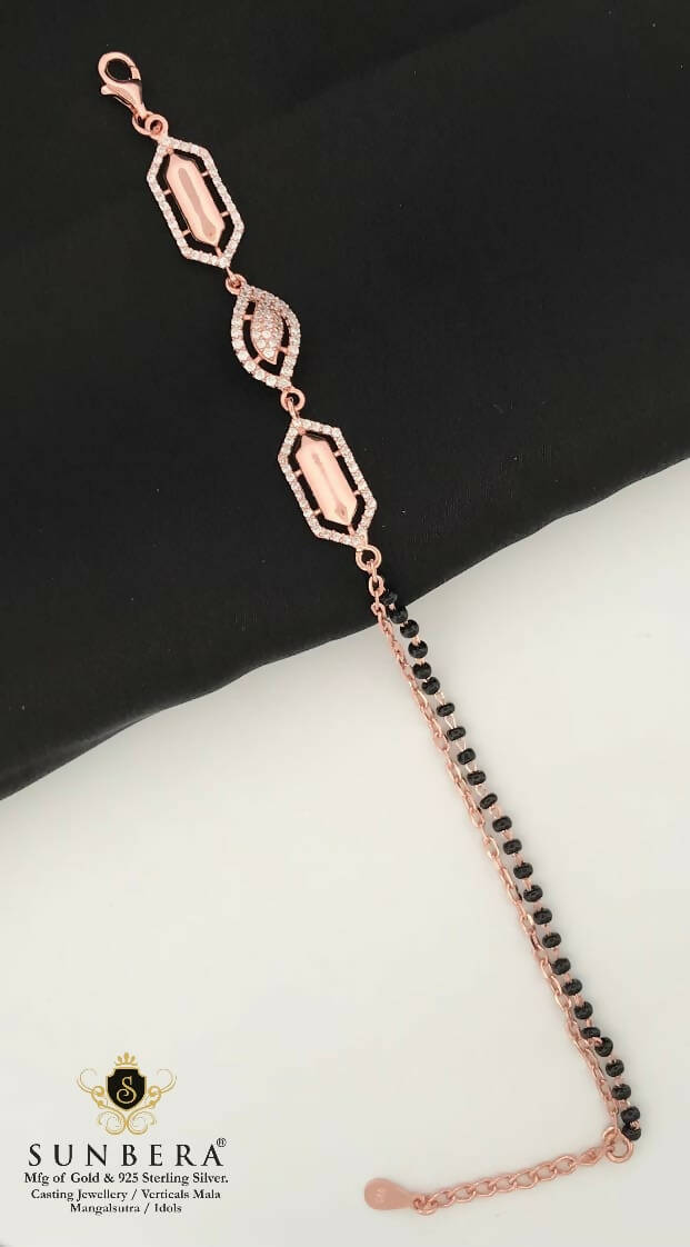 925 Silver Rose Gold Mangalsutra Bracelet Sarafa Bazar India