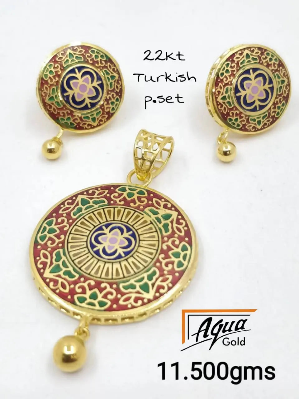 Turkish Enamel Pendant Set Sarafa Bazar India