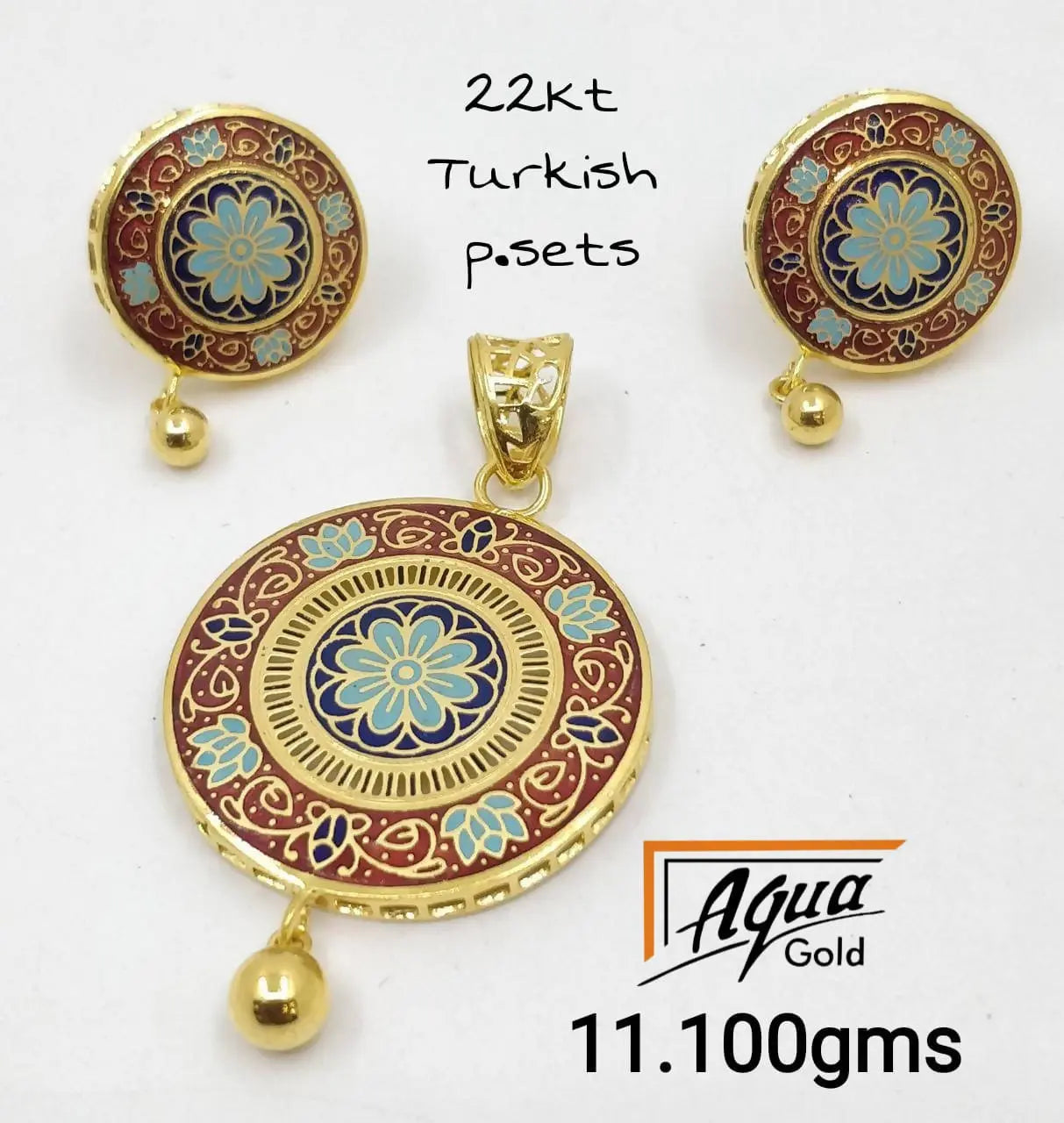 Turkish Enamel Pendant Set Sarafa Bazar India